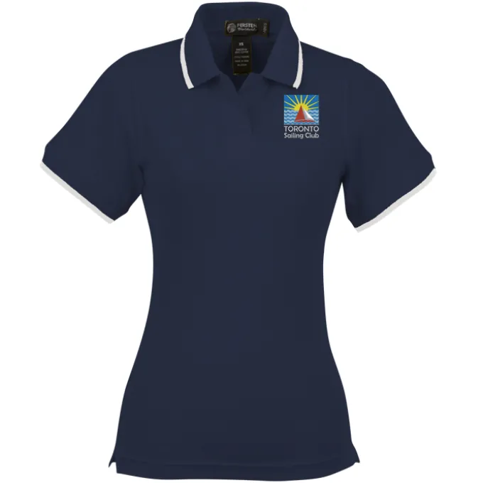 Tipped Combed Cotton Pique Polo - Ladies'