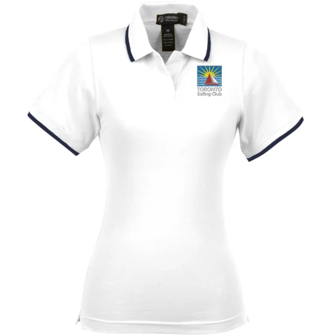 Tipped Combed Cotton Pique Polo - Ladies'