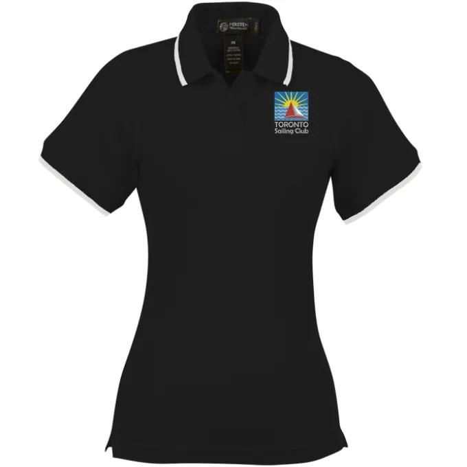Tipped Combed Cotton Pique Polo - Ladies'