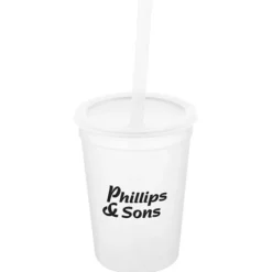 Translucent Stadium Cup with Lid & Straw - 12 oz