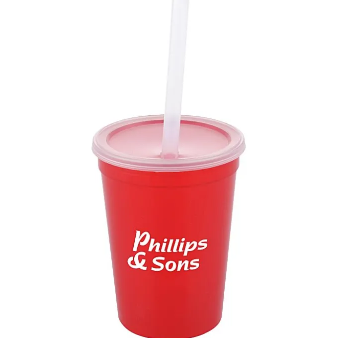 Translucent Stadium Cup with Lid & Straw - 12 oz