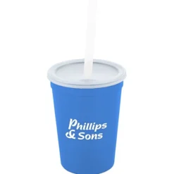 Translucent Stadium Cup with Lid & Straw - 12 oz
