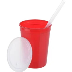 Translucent Stadium Cup with Lid & Straw - 12 oz