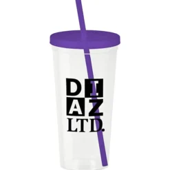 Translucent Stadium Cup with Lid & Straw - 24 oz