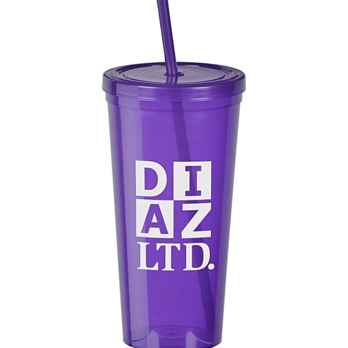 Translucent Stadium Cup with Lid & Straw - 24 oz