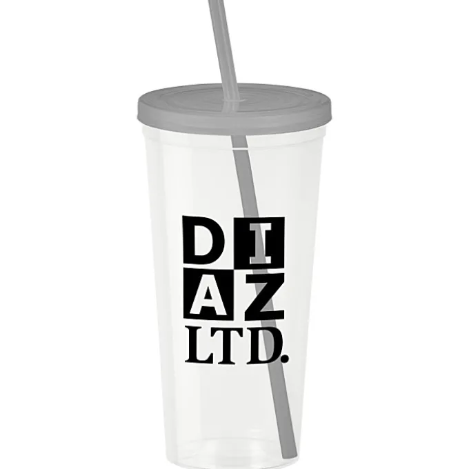 Translucent Stadium Cup with Lid & Straw - 24 oz