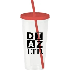 Translucent Stadium Cup with Lid & Straw - 24 oz