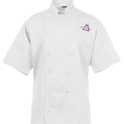Twelve Cloth Button Short Sleeve Chef Coat with Mesh Back - 24 hr