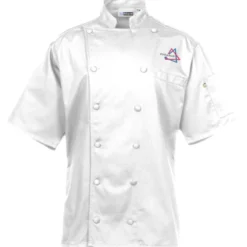 Twelve Cloth Button Short Sleeve Chef Coat with Mesh Back