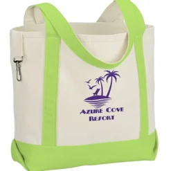 Two-Tone Accent Gusseted Tote Bag