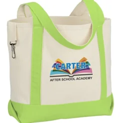 Two-Tone Accent Gusseted Tote Bag - Full Color