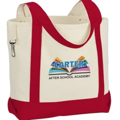 Two-Tone Accent Gusseted Tote Bag - Full Color