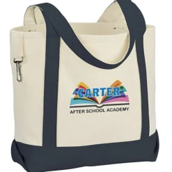 Two-Tone Accent Gusseted Tote Bag - Full Color