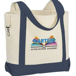 Two-Tone Accent Gusseted Tote Bag - Full Color