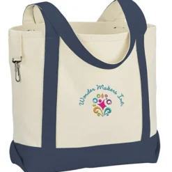 Two-Tone Accent Gusseted Tote Bag - Embroidered