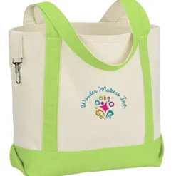 Two-Tone Accent Gusseted Tote Bag - Embroidered