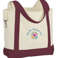 Two-Tone Accent Gusseted Tote Bag - Embroidered
