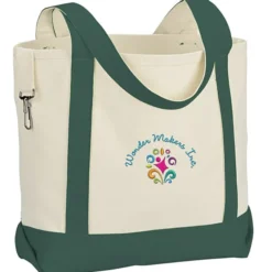 Two-Tone Accent Gusseted Tote Bag - Embroidered