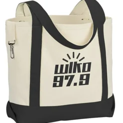 Two-Tone Accent Gusseted Tote Bag - 24 hr
