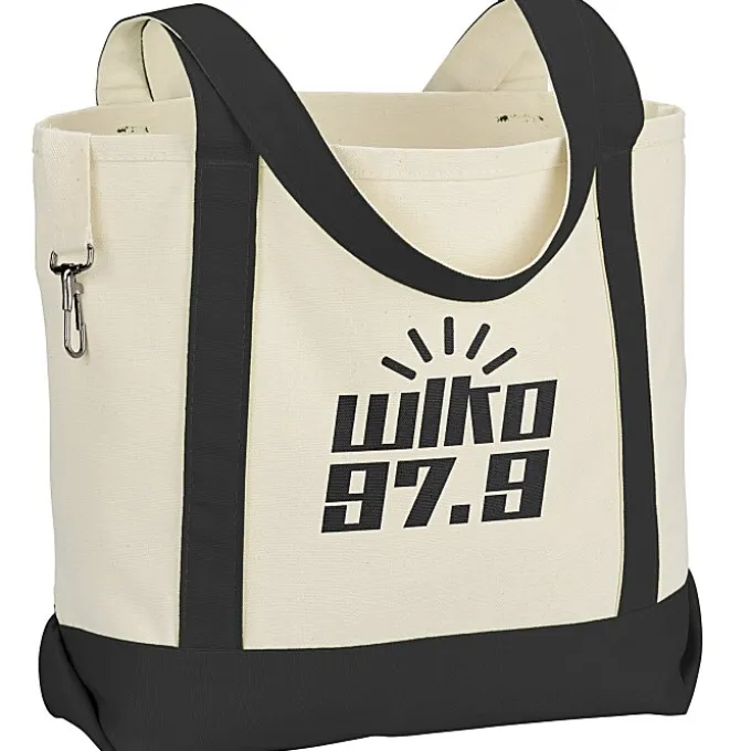 Two-Tone Accent Gusseted Tote Bag - 24 hr