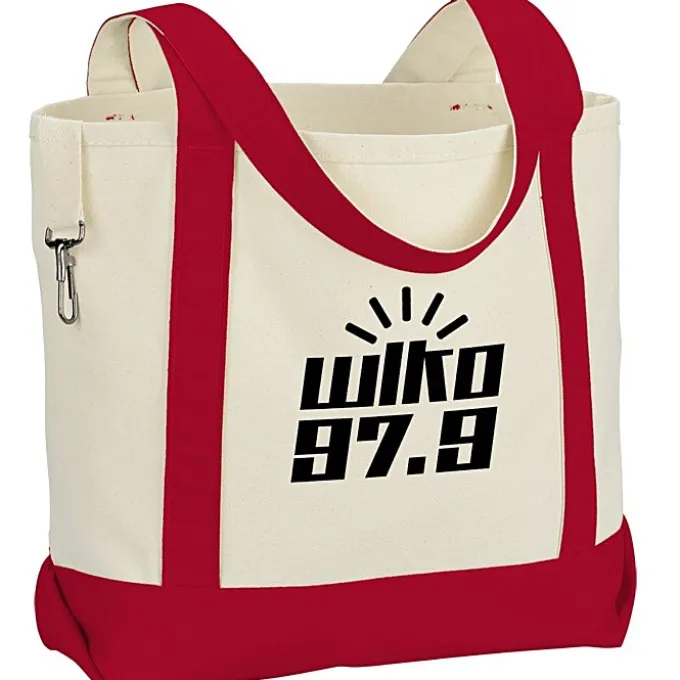 Two-Tone Accent Gusseted Tote Bag - 24 hr