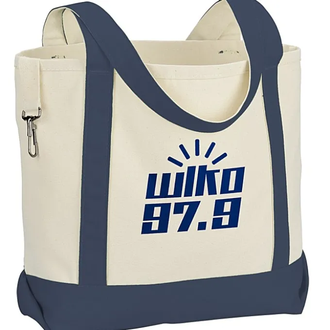 Two-Tone Accent Gusseted Tote Bag - 24 hr