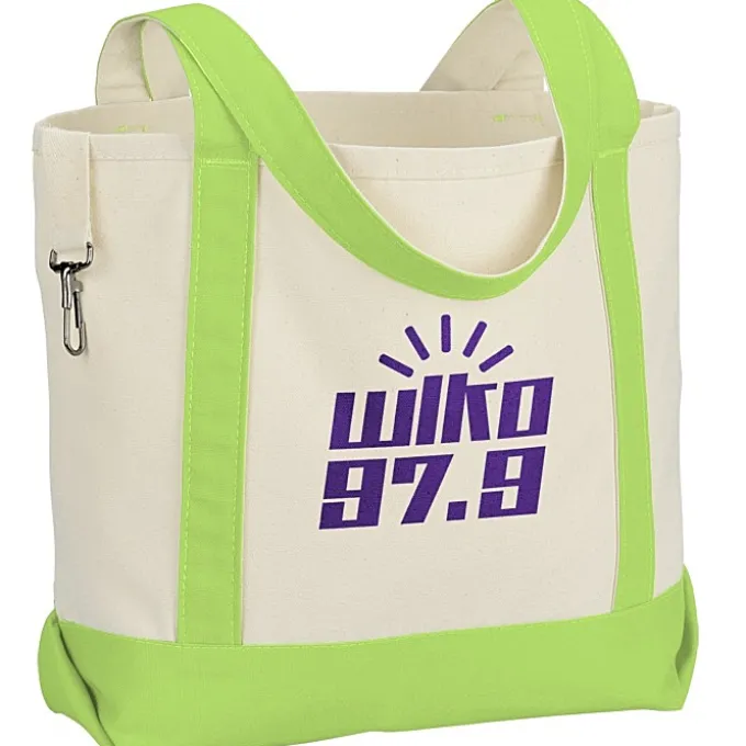 Two-Tone Accent Gusseted Tote Bag - 24 hr
