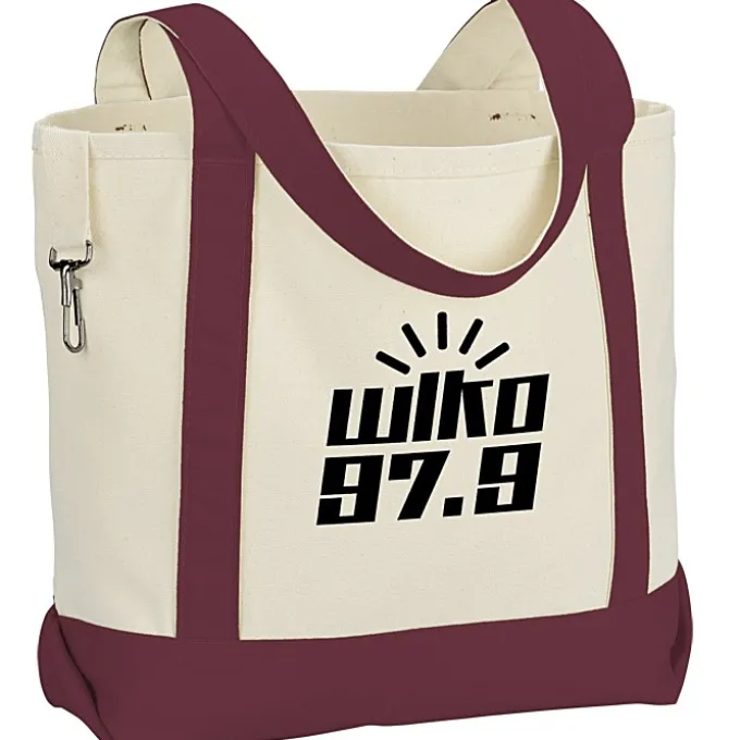 Two-Tone Accent Gusseted Tote Bag - 24 hr