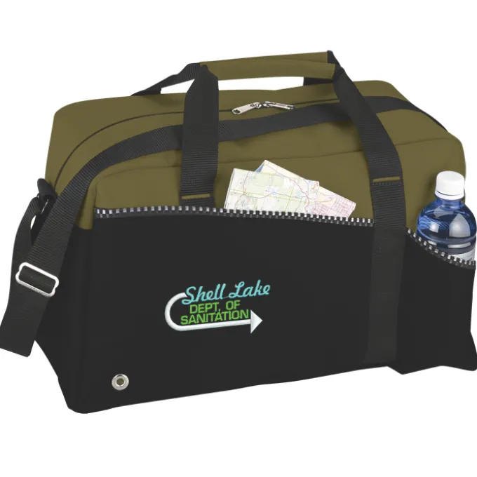 Two-Tone Duffel Bag - Embroidered