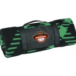Two Tone Plaid Fleece Blanket with Carry Strap