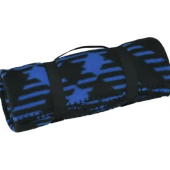 Two Tone Plaid Fleece Blanket with Carry Strap