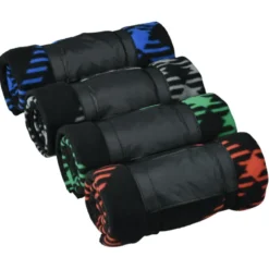Two Tone Plaid Fleece Blanket with Carry Strap