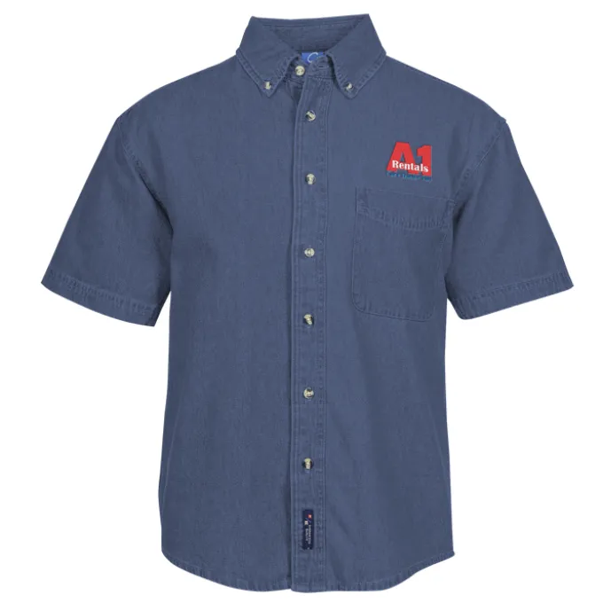 Utility Short Sleeve Denim Shirt - Men's