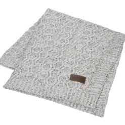 Vanilla Heather Cable Knit Chenille Throw - 24 hr