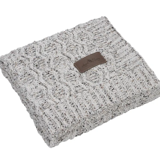Vanilla Heather Cable Knit Chenille Throw