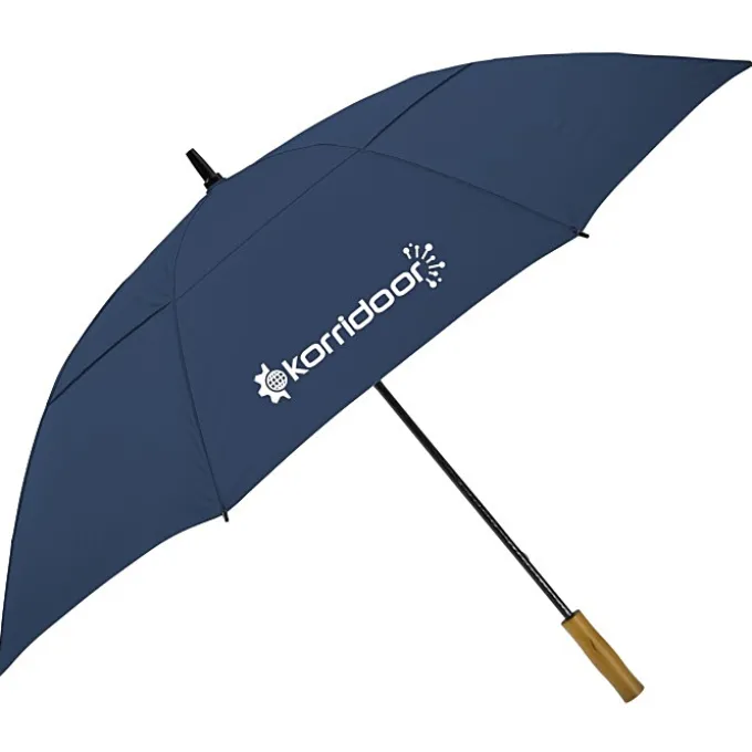 Vented Golf Umbrella with Wooden Handle - 58-inch Arc