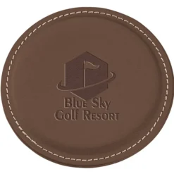 Vintage Round Bonded Leather Coaster