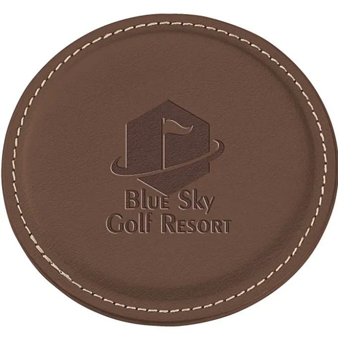 Vintage Round Bonded Leather Coaster