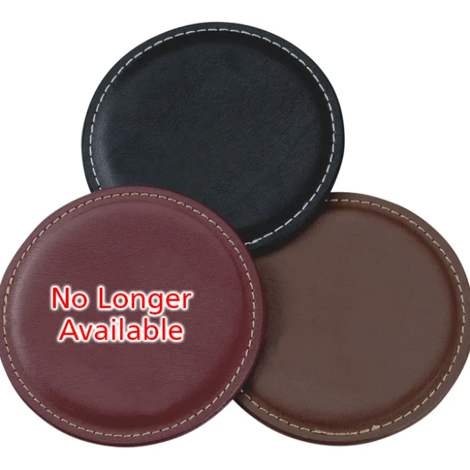 Vintage Round Bonded Leather Coaster