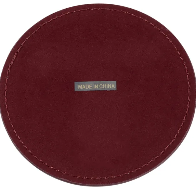 Vintage Round Bonded Leather Coaster