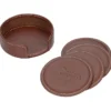 Vintage Round Bonded Leather Coaster Set