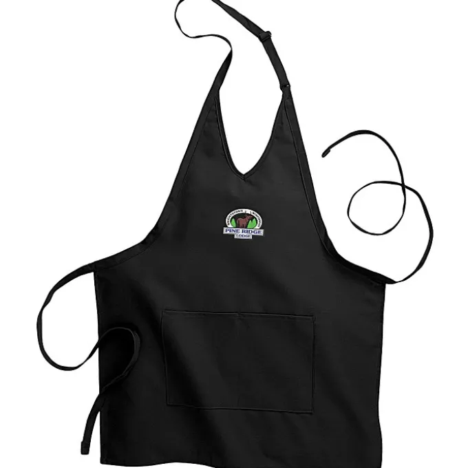 V-Neck Bib Apron with Two Pockets