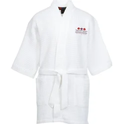 Waffle Weave Thigh Length Robe - White