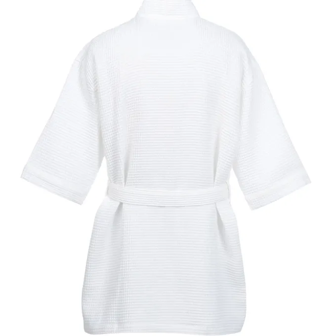 Waffle Weave Thigh Length Robe - White