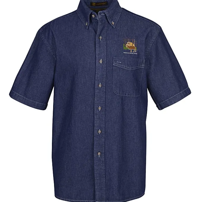 Washed Denim Short Sleeve Shirt - Men's