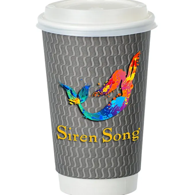 Waves Full Color Insulated Paper Cup with Lid - 16 oz.