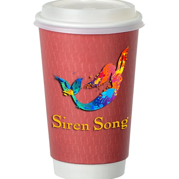 Waves Full Color Insulated Paper Cup with Lid - 16 oz.