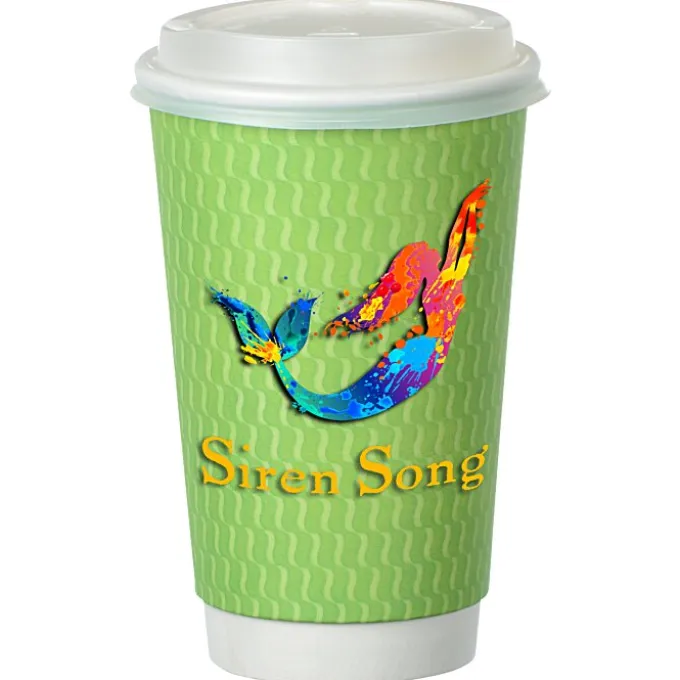 Waves Full Color Insulated Paper Cup with Lid - 16 oz.