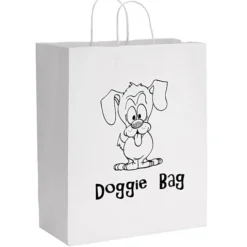 White Kraft Paper Shopping Bag - 15-3/4 inches x 13 inches - 24 hr