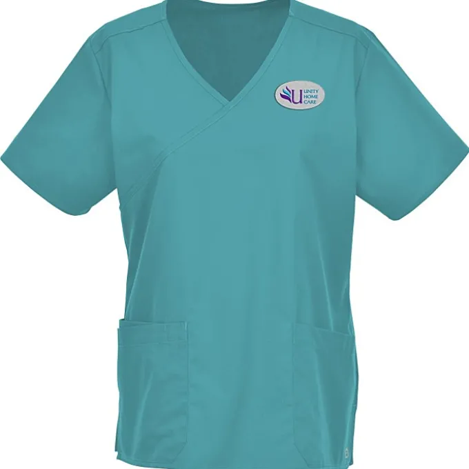 Wink Mechanical Stretch Mock Wrap Top - Ladies'
